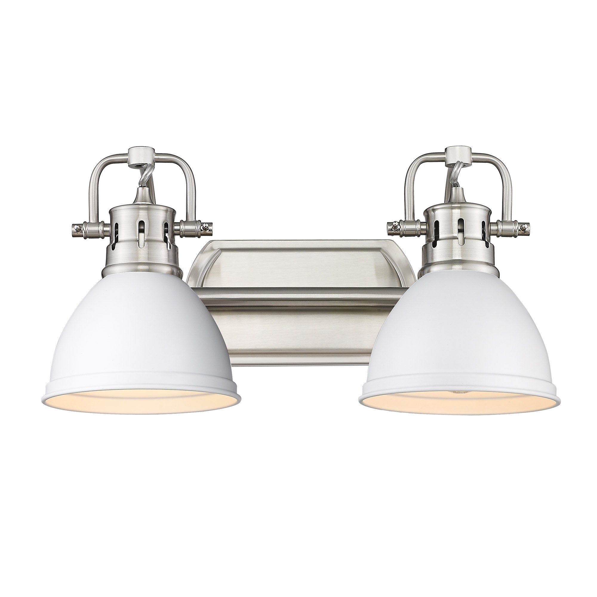 Duncan 2 Light Bath Vanity in Pewter with Matte White Shades - Default Title - Golden Lighting