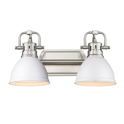 Duncan 2 Light Bath Vanity in Pewter with Matte White Shades - Default Title - Golden Lighting