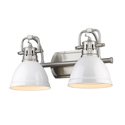 Yep by Golden Lighting Duncan 2-light Vanity in Pewter and White shade - - Golden Lighting