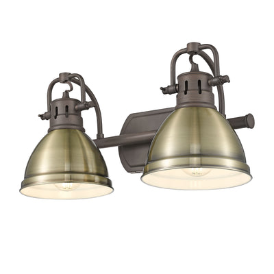 Yep by Golden Lighting Duncan 2-light Vanity in Rubbed Bronze and Aged Brass shade - - Golden Lighting