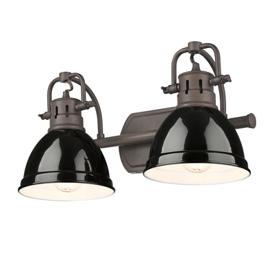 Yep by Golden Lighting Duncan 2-light Vanity in Rubbed Bronze and Black shade - - Golden Lighting