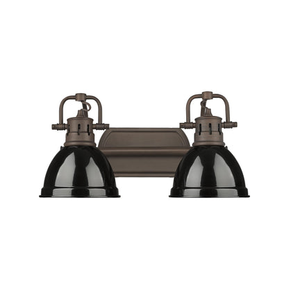 Yep by Golden Lighting Duncan 2-light Vanity in Rubbed Bronze and Black shade - Default Title - Golden Lighting
