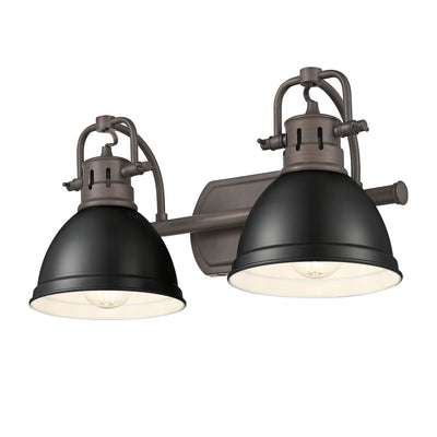 Yep by Golden Lighting Duncan 2-light Vanity in Rubbed Bronze and Matte Black shade - - Golden Lighting