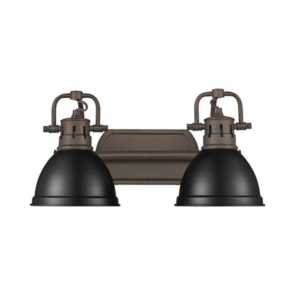 Yep by Golden Lighting Duncan 2-light Vanity in Rubbed Bronze and Matte Black shade - Default Title - Golden Lighting