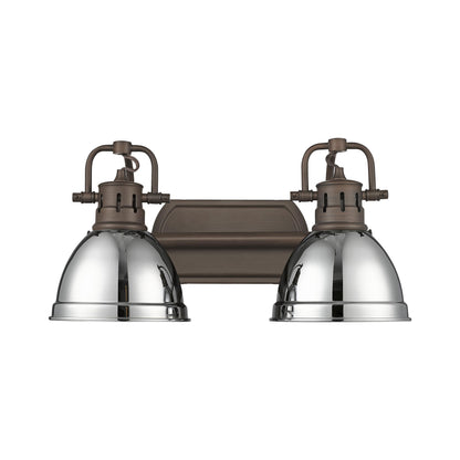 Yep by Golden Lighting Duncan 2-light Vanity in Rubbed Bronze and Chrome shade - Default Title - Golden Lighting