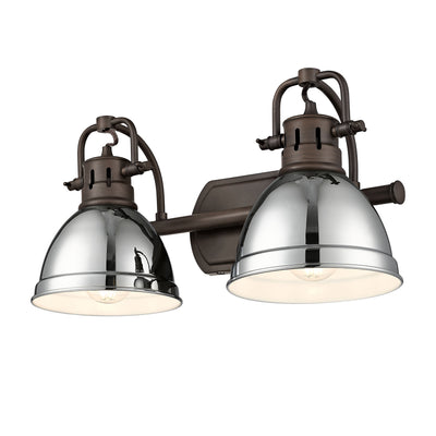 Yep by Golden Lighting Duncan 2-light Vanity in Rubbed Bronze and Chrome shade - - Golden Lighting