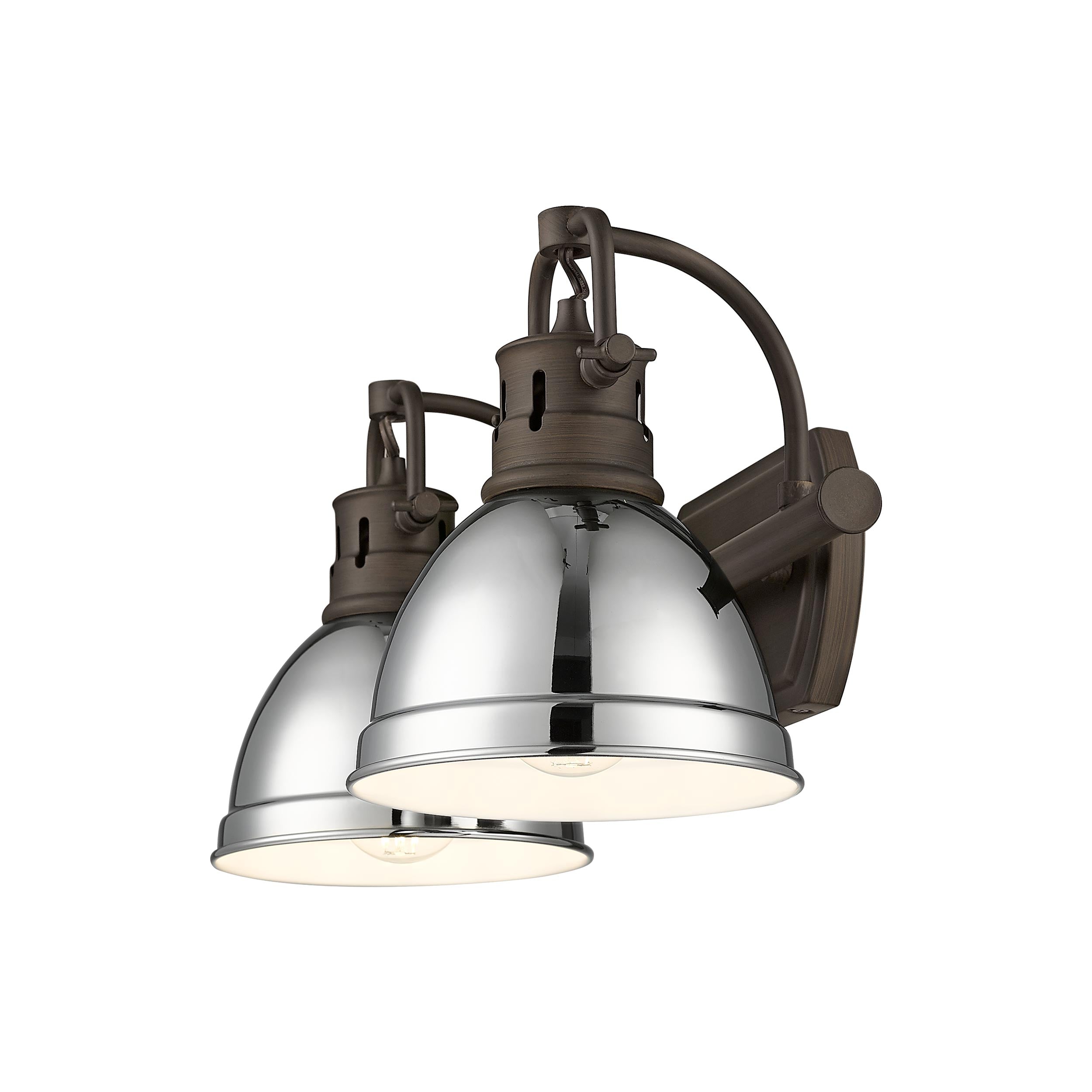Duncan 2-Light Bath Vanity in Rubbed Bronze with Chrome - Default Title - Golden Lighting