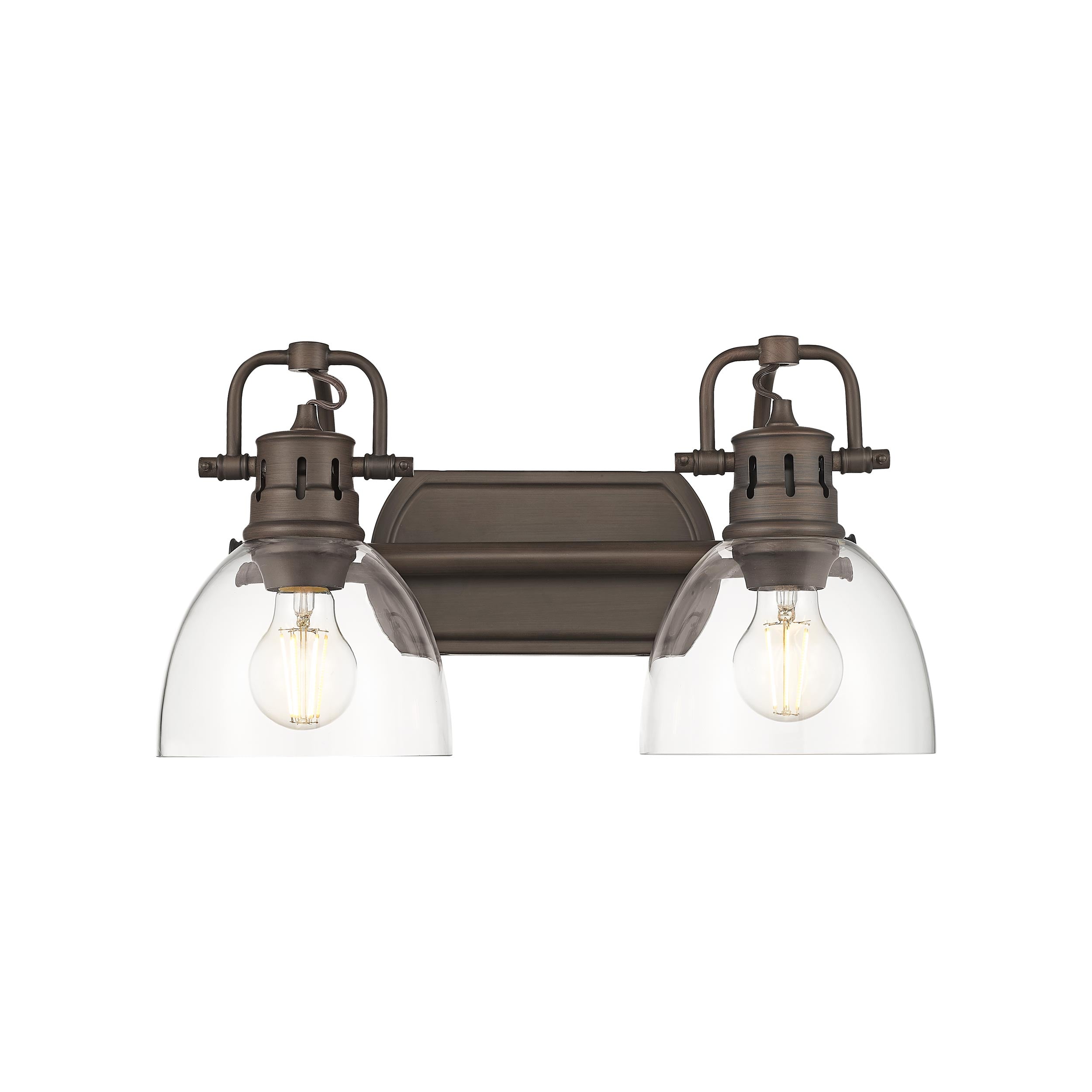 Yep by Golden Lighting Duncan 2-light Vanity in Rubbed Bronze and Clear Glass