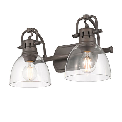 Yep by Golden Lighting Duncan 2-light Vanity in Rubbed Bronze and Clear Glass - - Golden Lighting