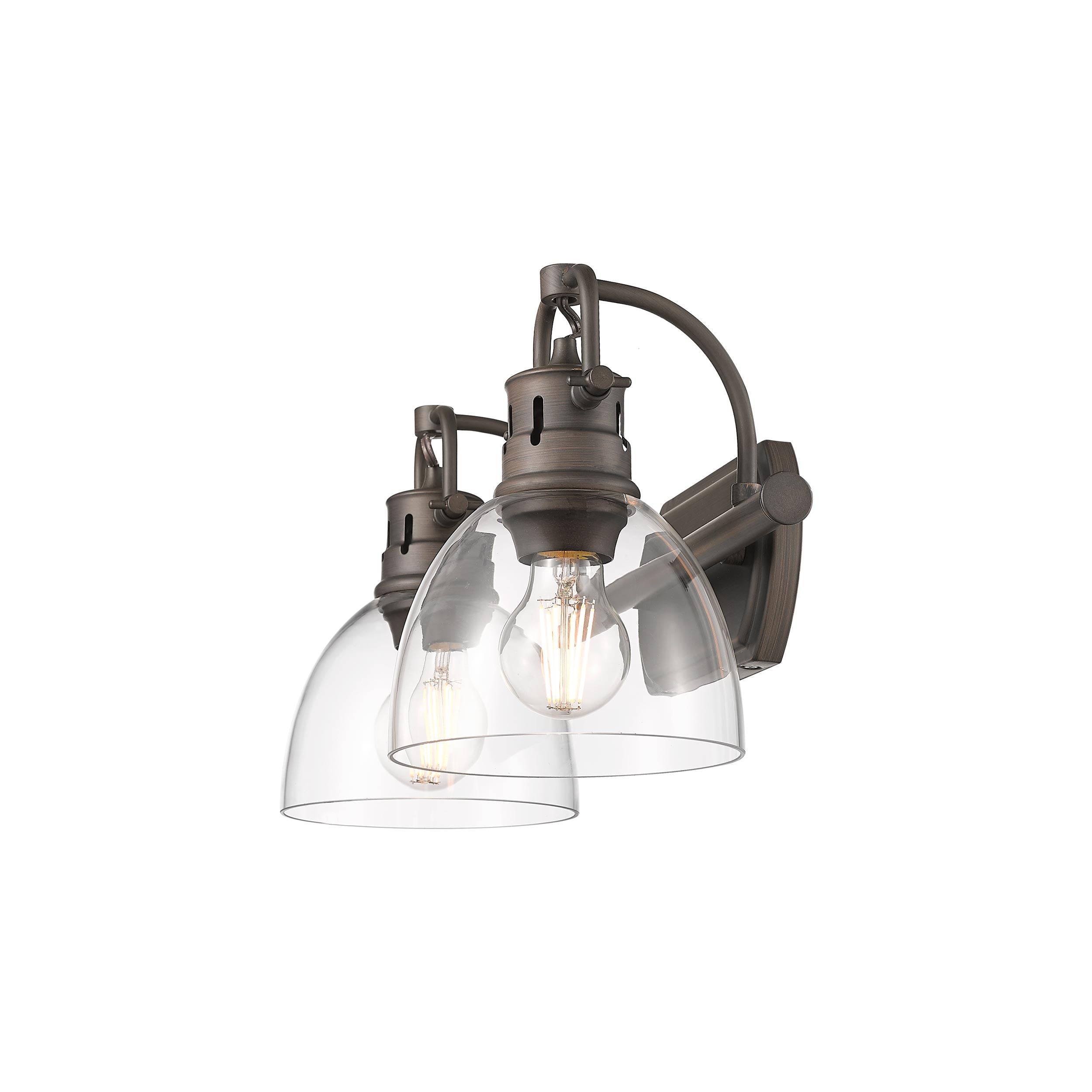 Duncan 2-Light Bath Vanity in Rubbed Bronze with Clear Glass - Default Title - Golden Lighting