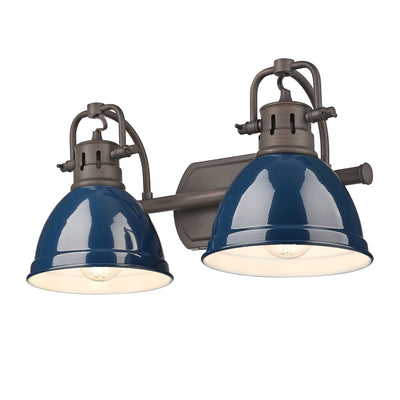 Yep by Golden Lighting Duncan 2-light Vanity in Rubbed Bronze and Navy Blue shade - - Golden Lighting