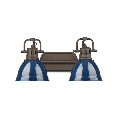Yep by Golden Lighting Duncan 2-light Vanity in Rubbed Bronze and Navy Blue shade - Default Title - Golden Lighting