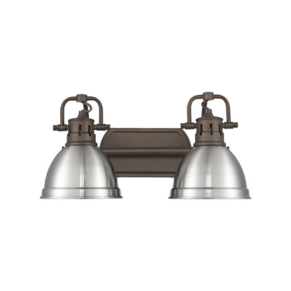Yep by Golden Lighting Duncan 2-light Vanity in Rubbed Bronze and Pewter shade - Default Title - Golden Lighting