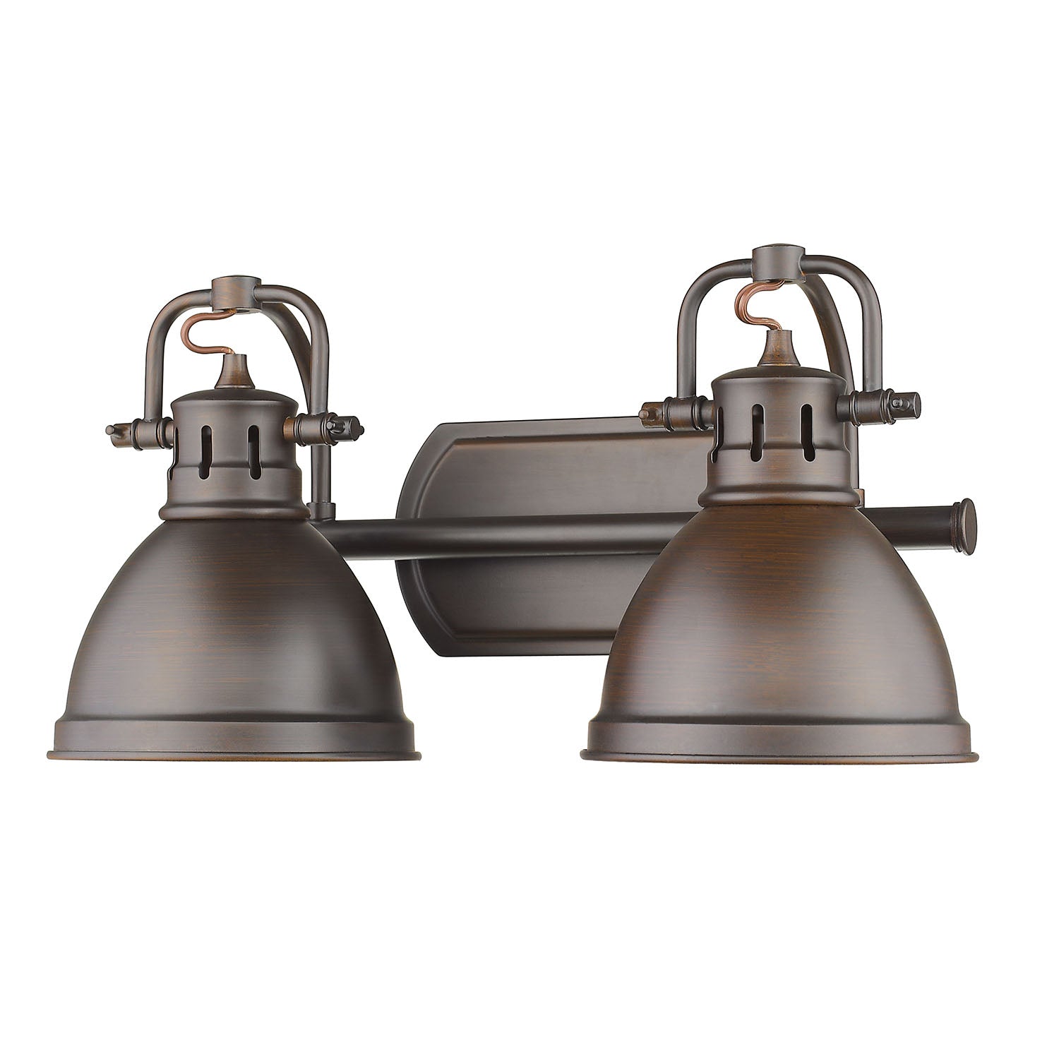 Duncan 2 Light Bath Vanity in Rubbed Bronze with Rubbed Bronze Shades - Default Title - Golden Lighting