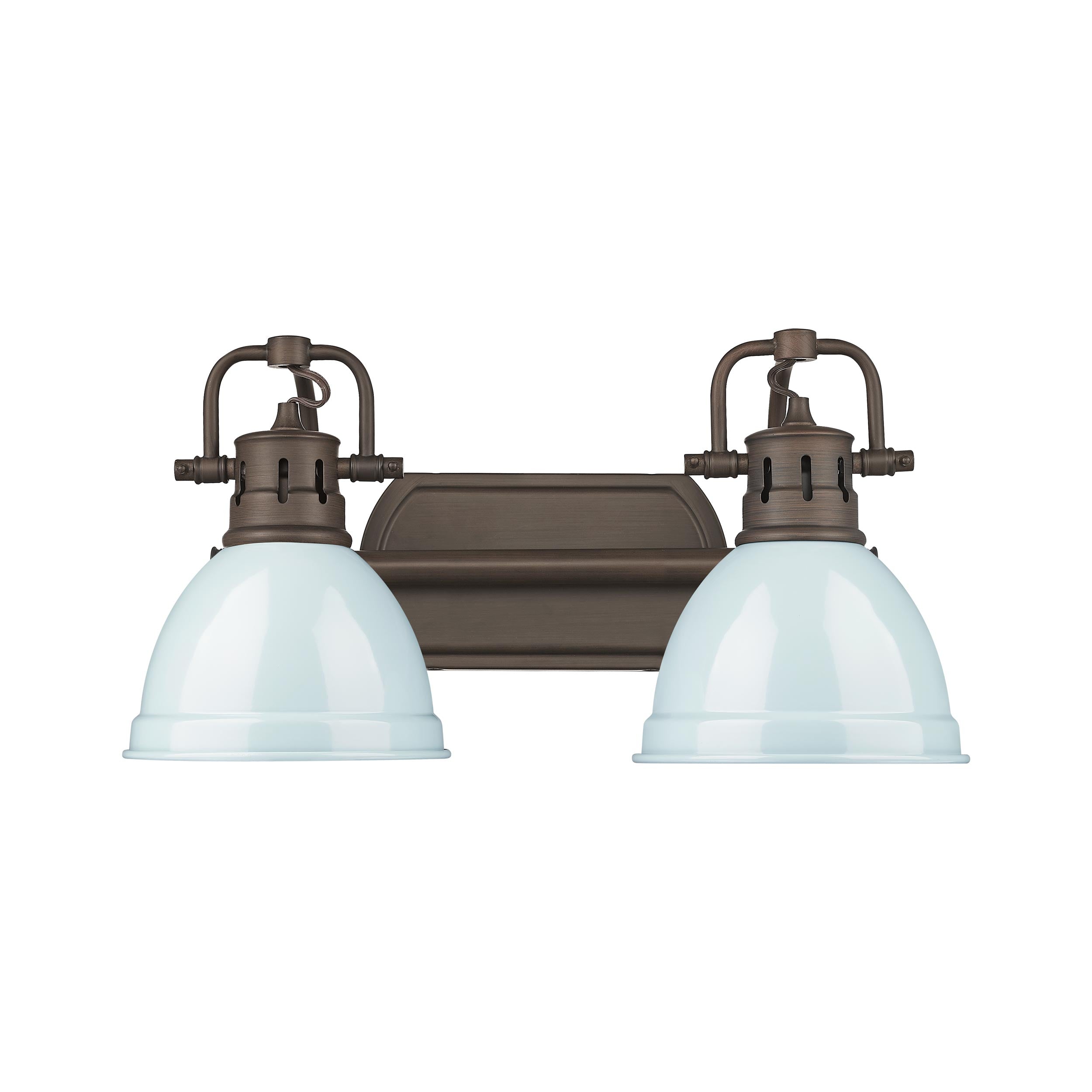 Yep by Golden Lighting Duncan 2-light Vanity in Rubbed Bronze and Seafoam shade