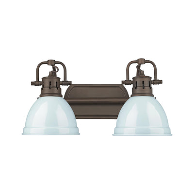 Yep by Golden Lighting Duncan 2-light Vanity in Rubbed Bronze and Seafoam shade - Default Title - Golden Lighting