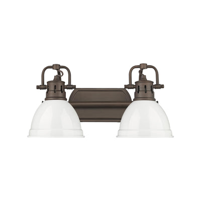 Yep by Golden Lighting Duncan 2-light Vanity in Rubbed Bronze and White shade - Default Title - Golden Lighting