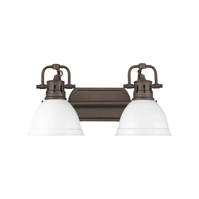 Yep by Golden Lighting Duncan 2-light Vanity in Rubbed Bronze and Matte White shade - Default Title - Golden Lighting