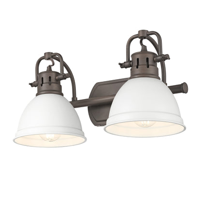 Yep by Golden Lighting Duncan 2-light Vanity in Rubbed Bronze and Matte White shade - - Golden Lighting