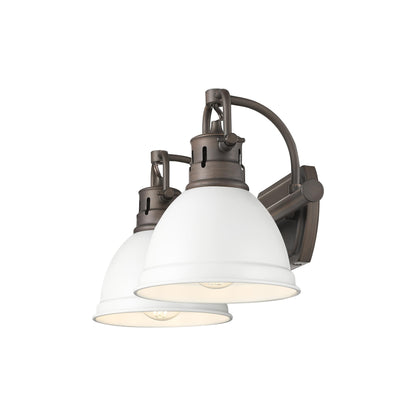 Duncan 2-Light Bath Vanity in Rubbed Bronze with Matte White - Default Title - Golden Lighting