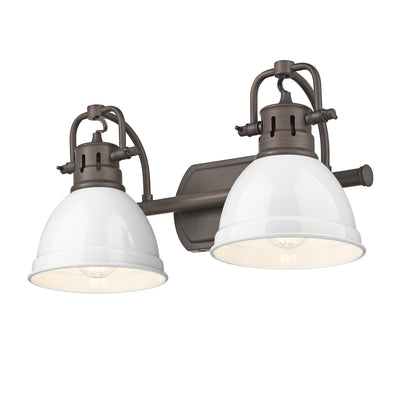 Yep by Golden Lighting Duncan 2-light Vanity in Rubbed Bronze and White shade - - Golden Lighting