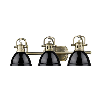 Yep by Golden Lighting Duncan 3-light Vanity in Aged Brass and Black shade - - Golden Lighting