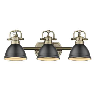 Yep by Golden Lighting Duncan 3-light Vanity in Aged Brass and Matte Black shade - - Golden Lighting