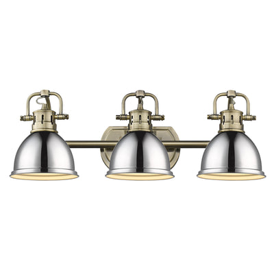 Yep by Golden Lighting Duncan 3-light Vanity in Aged Brass and Chrome shade - - Golden Lighting