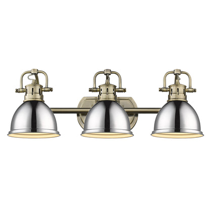Yep by Golden Lighting Duncan 3-light Vanity in Aged Brass and Chrome shade - - Golden Lighting