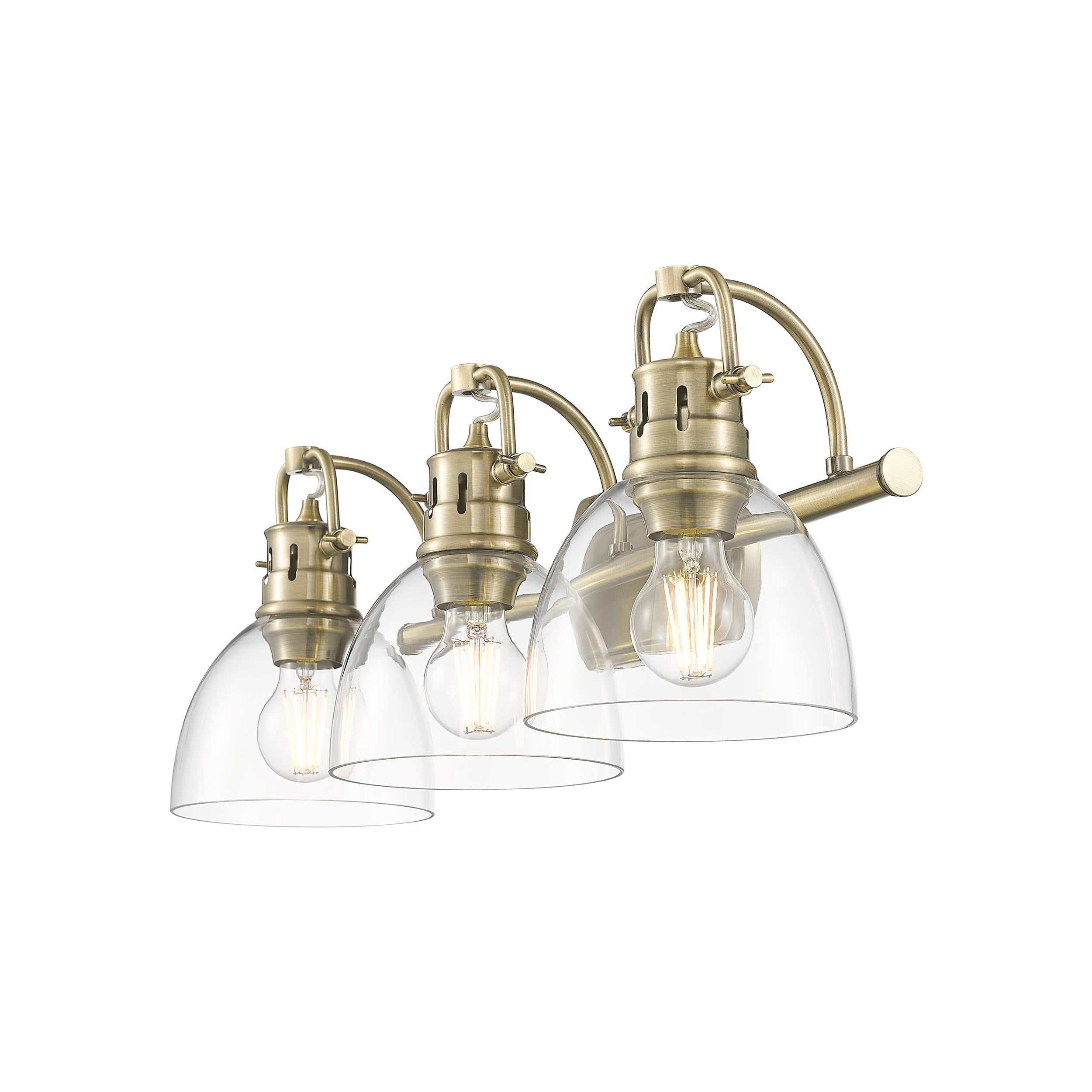 Yep by Golden Lighting Duncan 3-light Vanity in Aged Brass and Clear Glass - - Golden Lighting