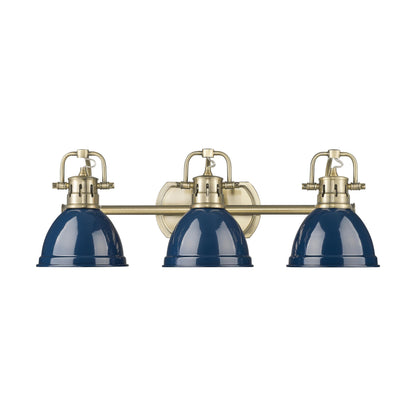 Yep by Golden Lighting Duncan 3-light Vanity in Aged Brass and Navy Blue shade - - Golden Lighting