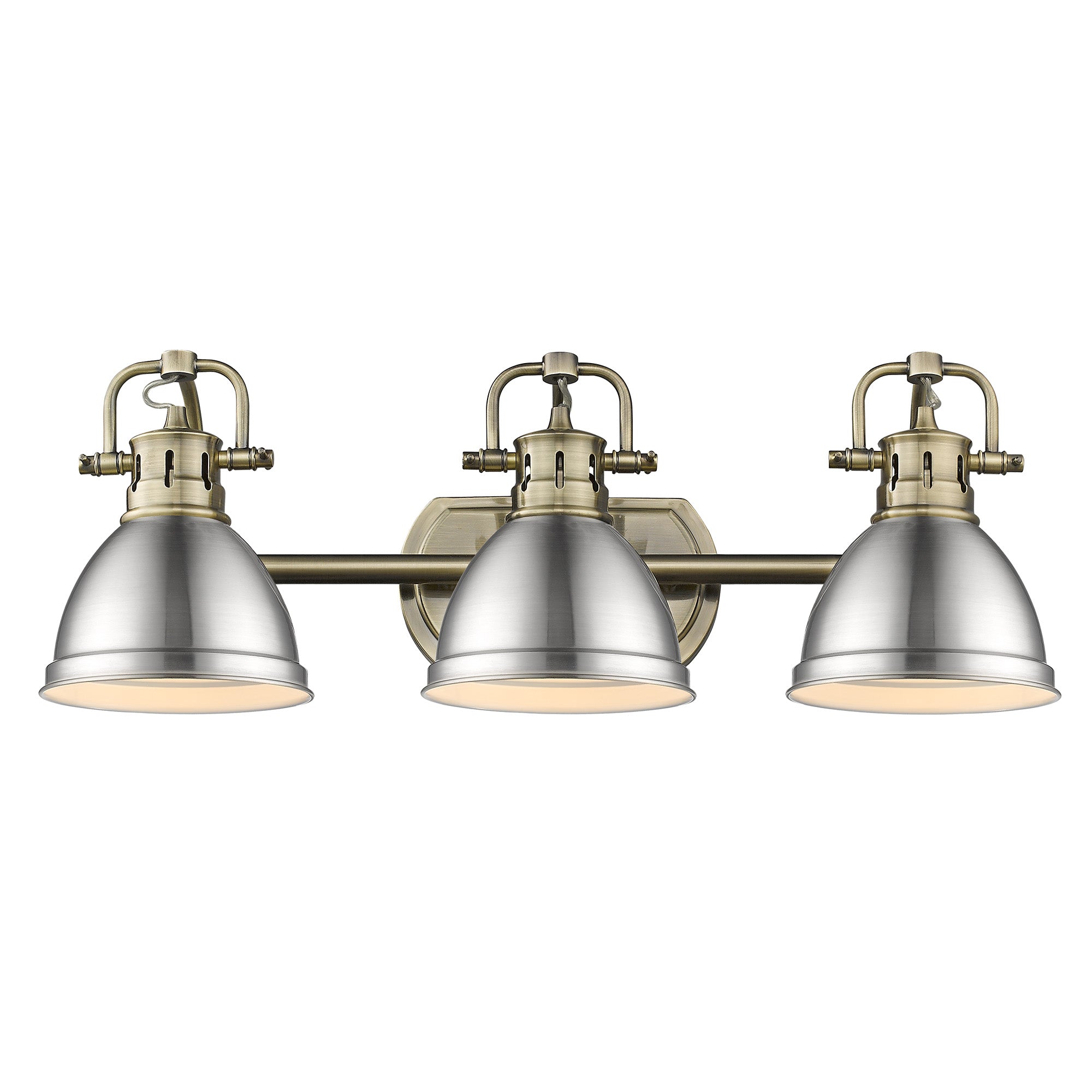Yep by Golden Lighting Duncan 3-light Vanity in Aged Brass and Pewter shade - - Golden Lighting