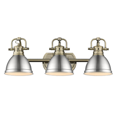 Yep by Golden Lighting Duncan 3-light Vanity in Aged Brass and Pewter shade - - Golden Lighting