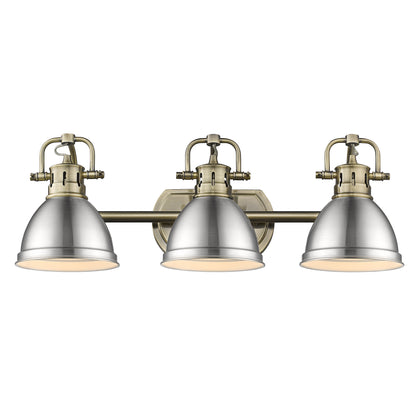 Yep by Golden Lighting Duncan 3-light Vanity in Aged Brass and Pewter shade - - Golden Lighting