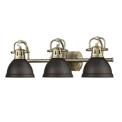 Yep by Golden Lighting Duncan 3-light Vanity in Aged Brass and Rubbed Bronze shade - - Golden Lighting