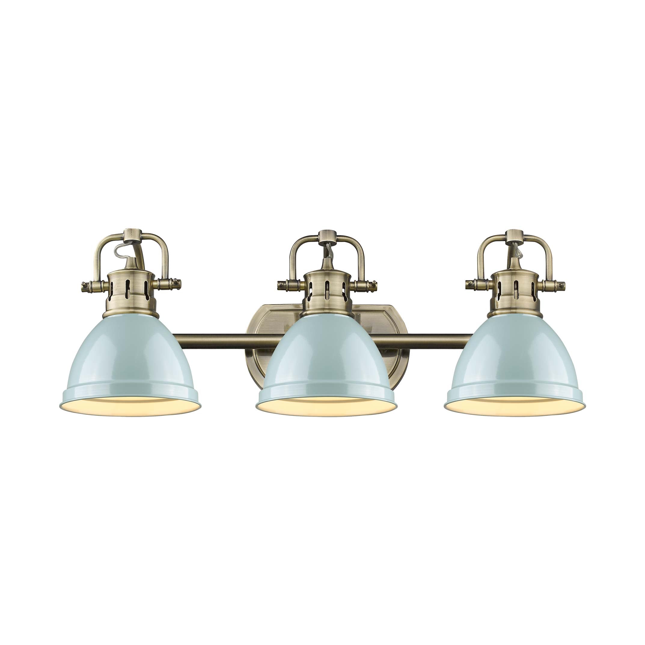 Yep by Golden Lighting Duncan 3-light Vanity in Aged Brass and Seafoam shade - - Golden Lighting