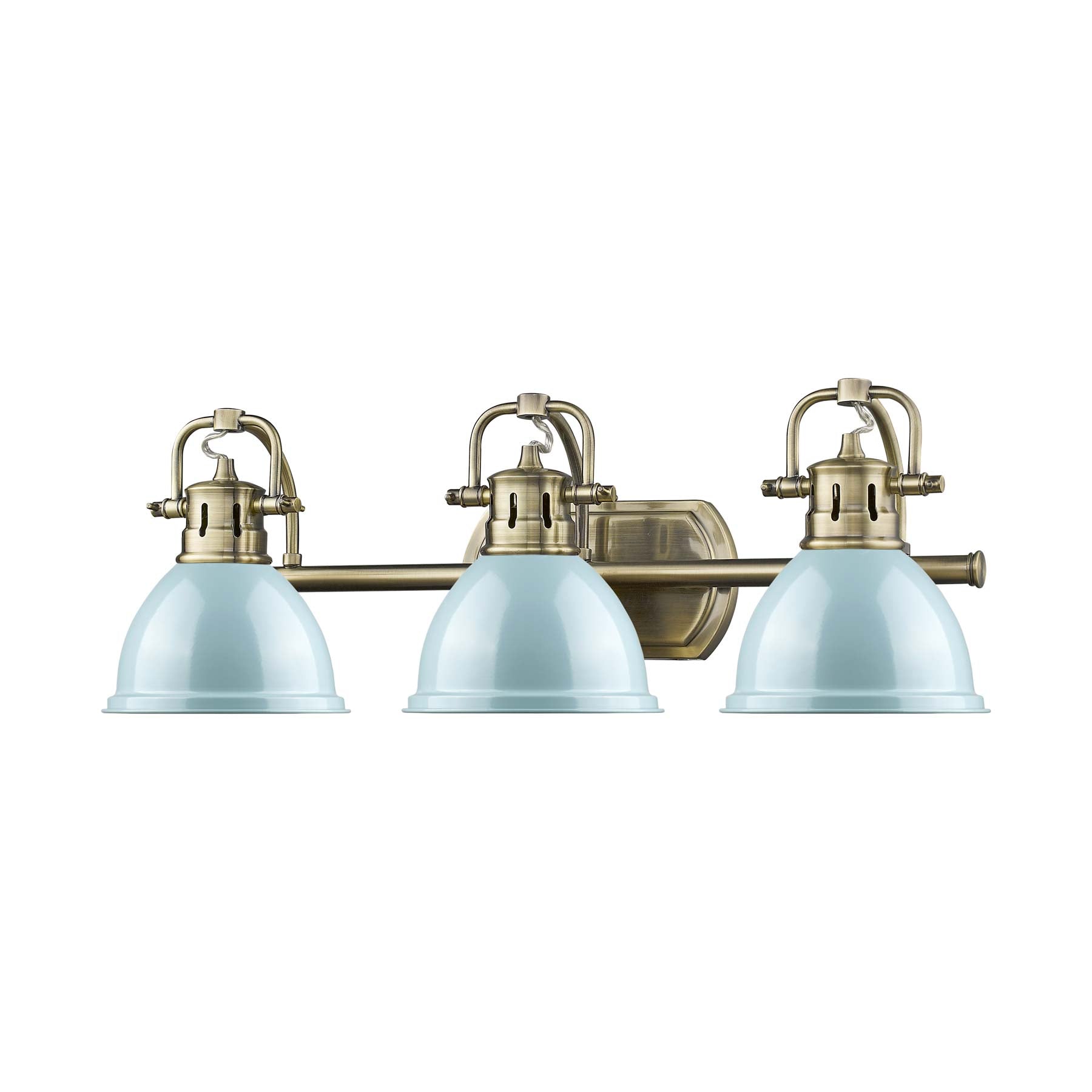 Yep by Golden Lighting Duncan 3-light Vanity in Aged Brass and Seafoam shade - - Golden Lighting