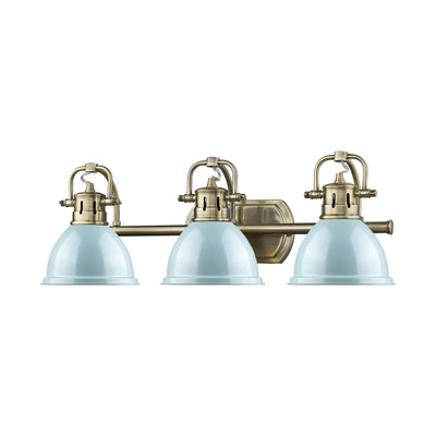 Yep by Golden Lighting Duncan 3-light Vanity in Aged Brass and Seafoam shade - - Golden Lighting