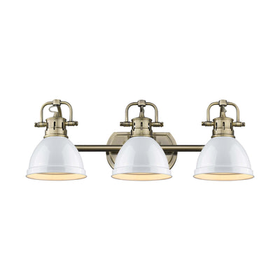 Yep by Golden Lighting Duncan 3-light Vanity in Aged Brass and White shade - - Golden Lighting