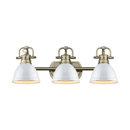 Yep by Golden Lighting Duncan 3-light Vanity in Aged Brass and White shade - - Golden Lighting