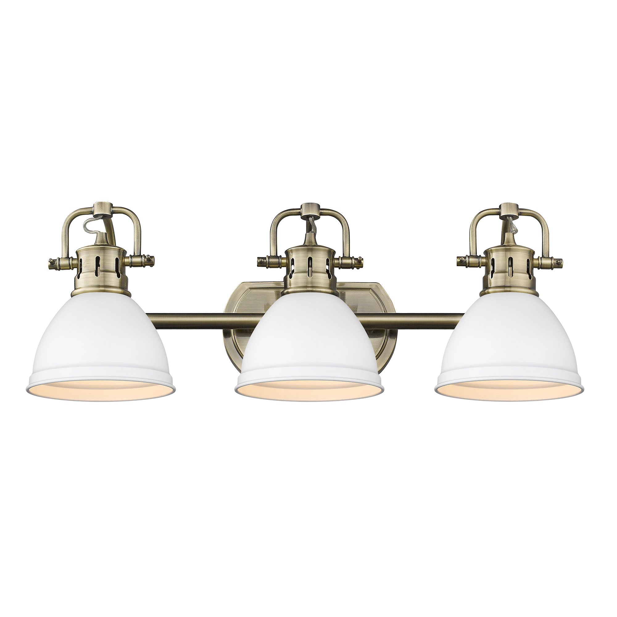 Yep by Golden Lighting Duncan 3-light Vanity in Aged Brass and Matte White shade - - Golden Lighting