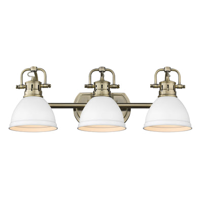 Yep by Golden Lighting Duncan 3-light Vanity in Aged Brass and Matte White shade - - Golden Lighting