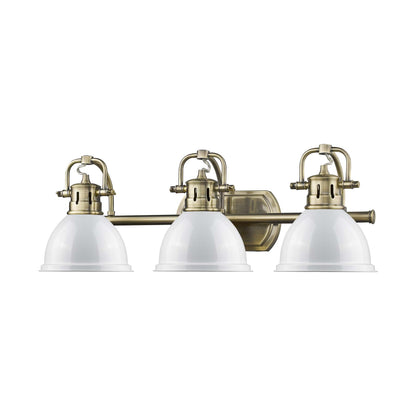 Yep by Golden Lighting Duncan 3-light Vanity in Aged Brass and White shade - - Golden Lighting