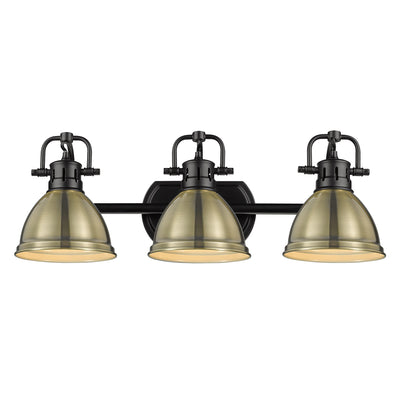 Yep by Golden Lighting Duncan 3-light Vanity in Matte Black and Aged Brass shade - - Golden Lighting