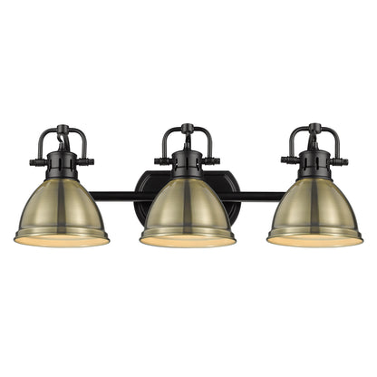 Yep by Golden Lighting Duncan 3-light Vanity in Matte Black and Aged Brass shade - - Golden Lighting