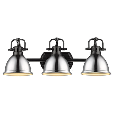Yep by Golden Lighting Duncan 3-light Vanity in Matte Black and Chrome shade - - Golden Lighting