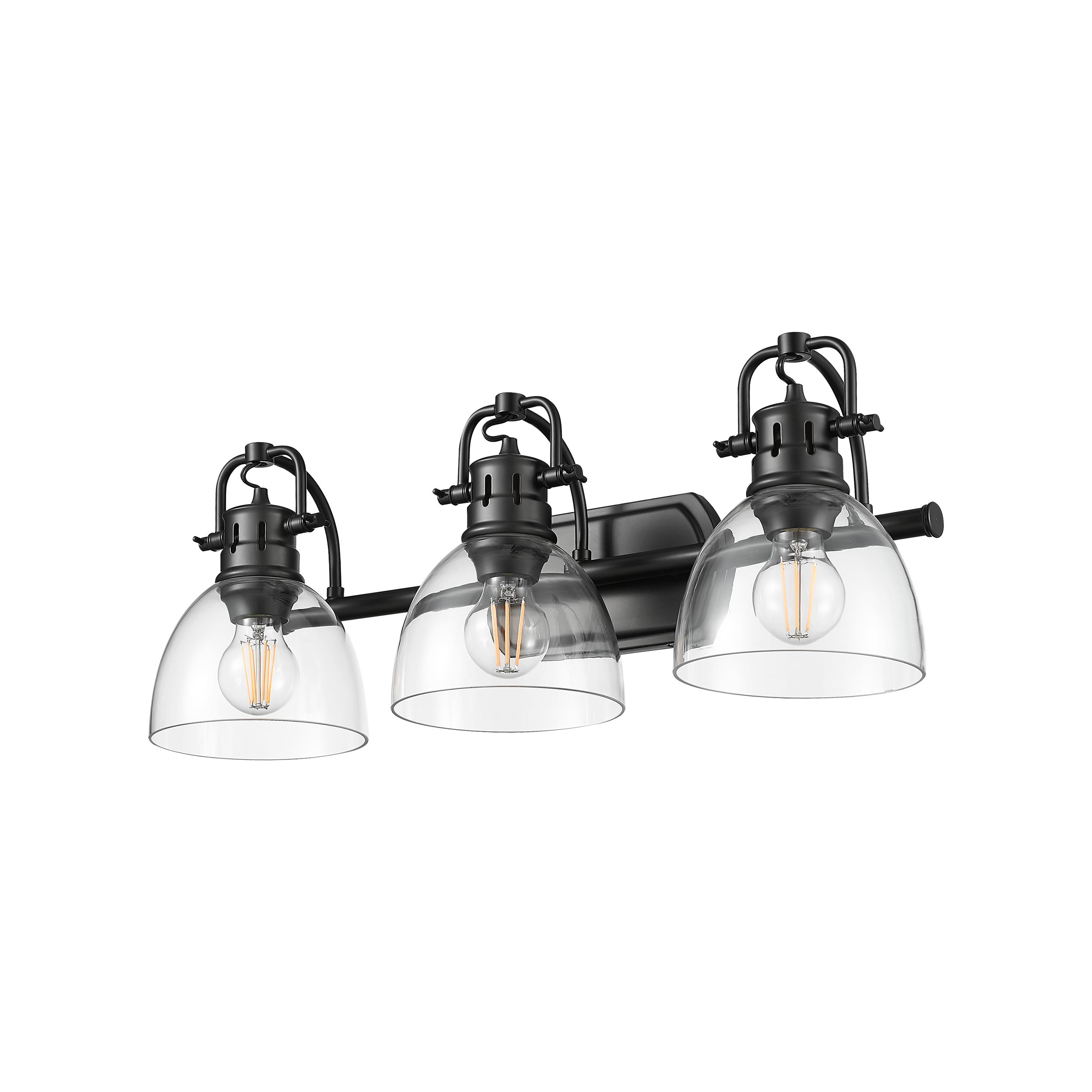 Yep by Golden Lighting Duncan 3-light Vanity in Matte Black and Clear Glass - - Golden Lighting