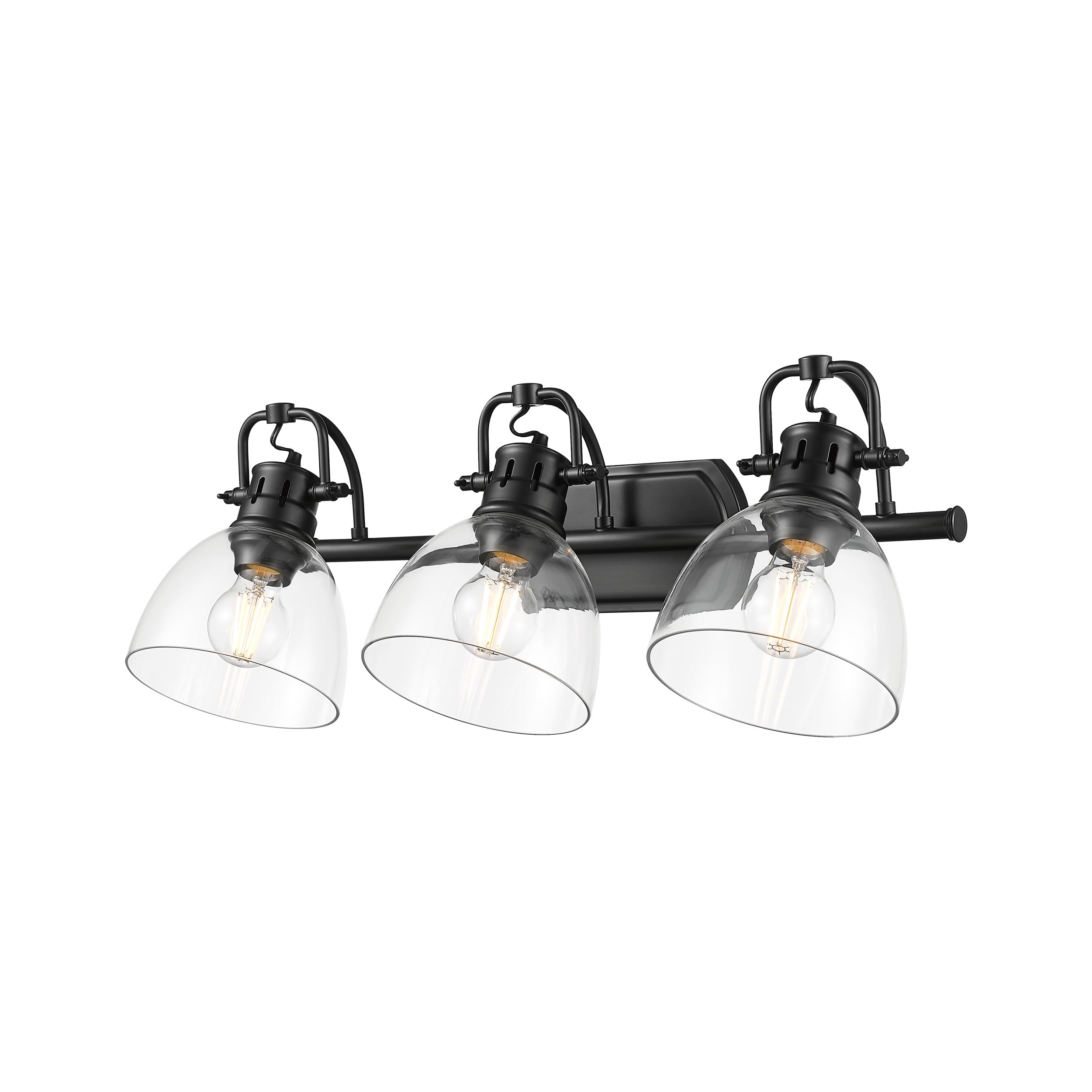 Yep by Golden Lighting Duncan 3-light Vanity in Matte Black and Clear Glass - - Golden Lighting