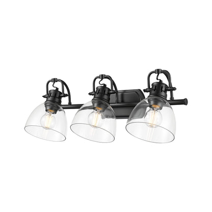 Yep by Golden Lighting Duncan 3-light Vanity in Matte Black and Clear Glass - - Golden Lighting