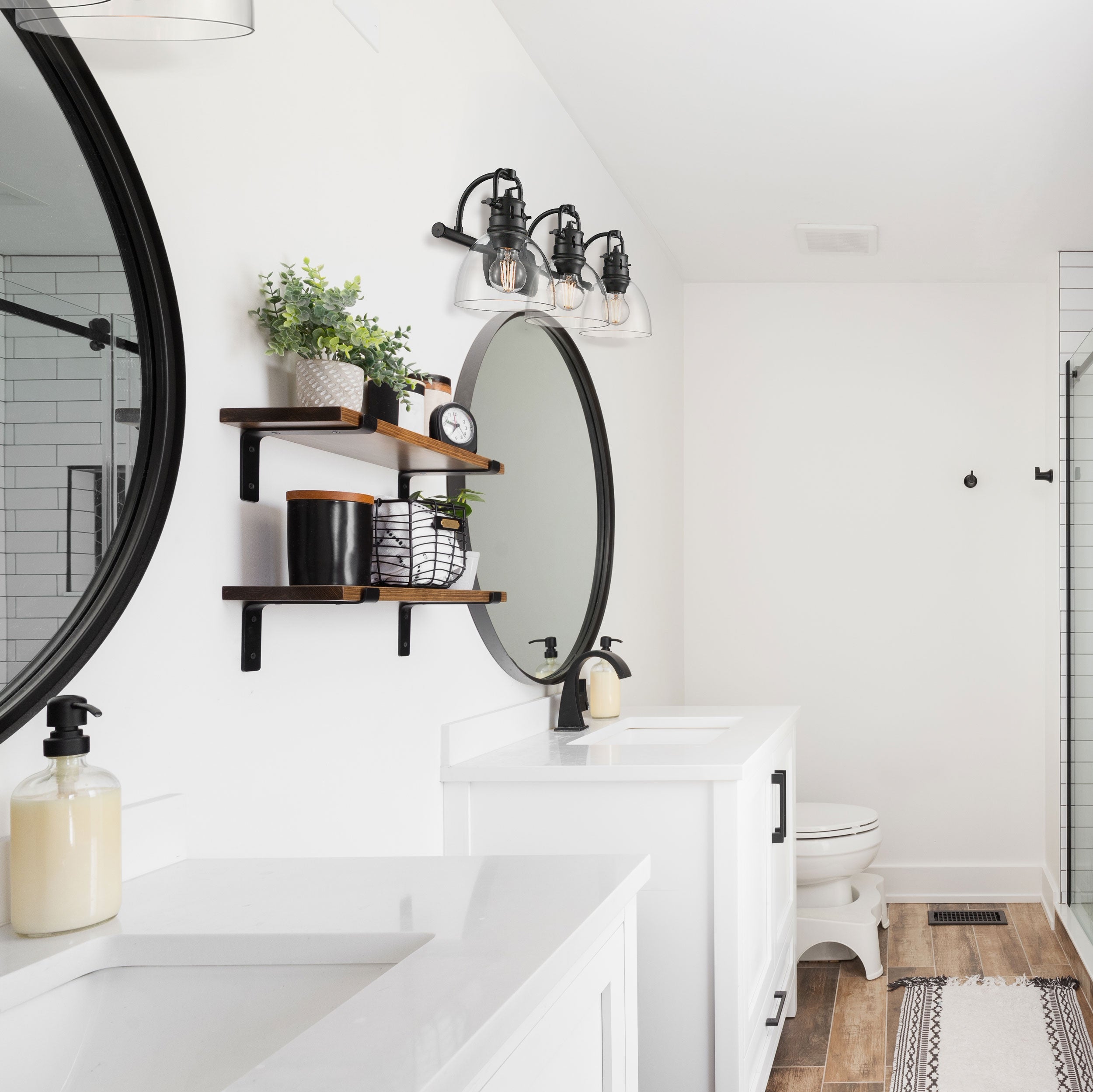 Yep by Golden Lighting Duncan 3-light Vanity in Matte Black and Clear Glass - - Golden Lighting